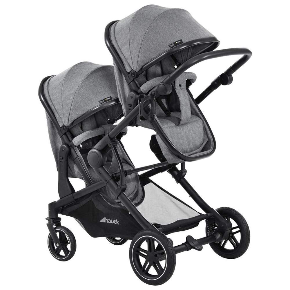 Hauck - Atlantic Twin  Double Stroller with Reversible Seats, Full Recline - Grey