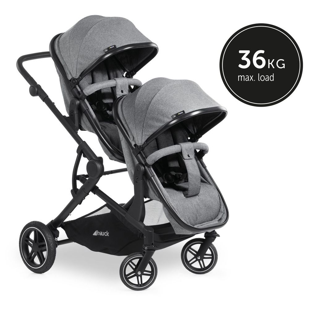 Hauck - Atlantic Twin  Double Stroller with Reversible Seats, Full Recline - Grey