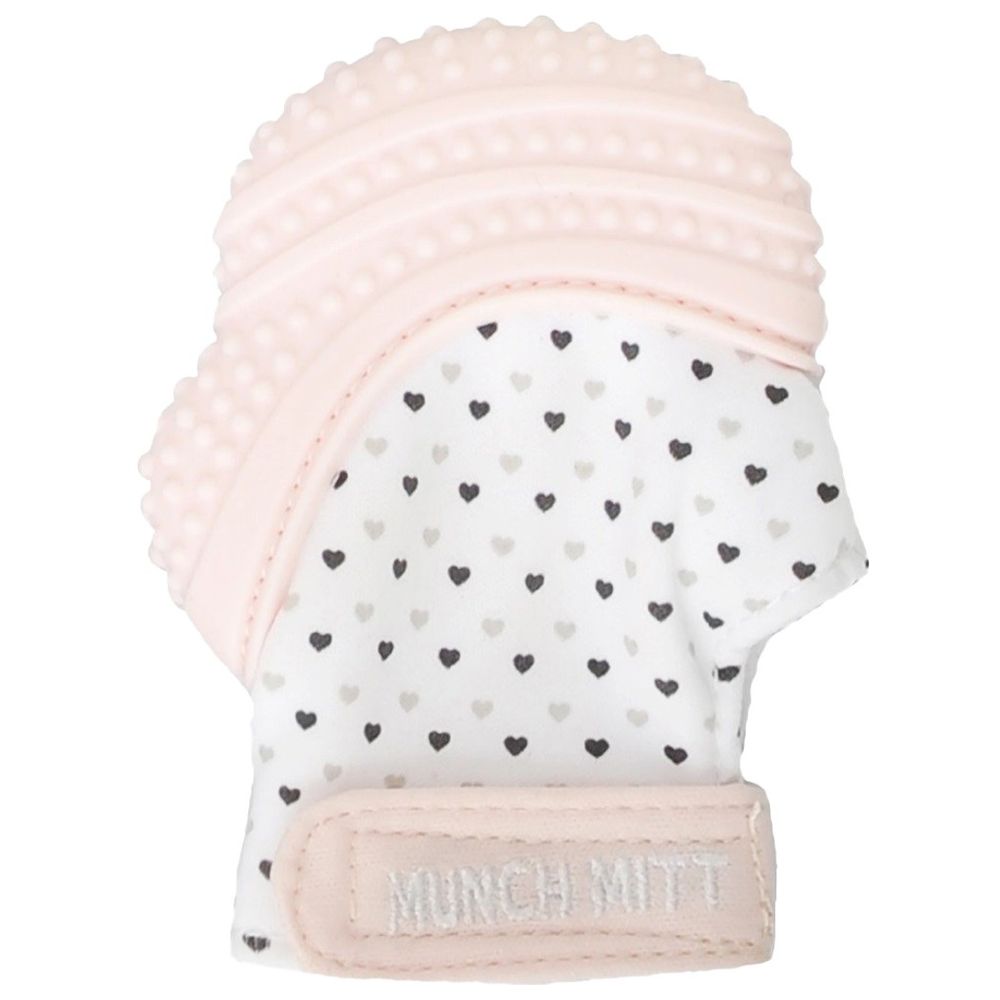 Munch Mitt - Teething Mitten - Pastel Pink Hearts