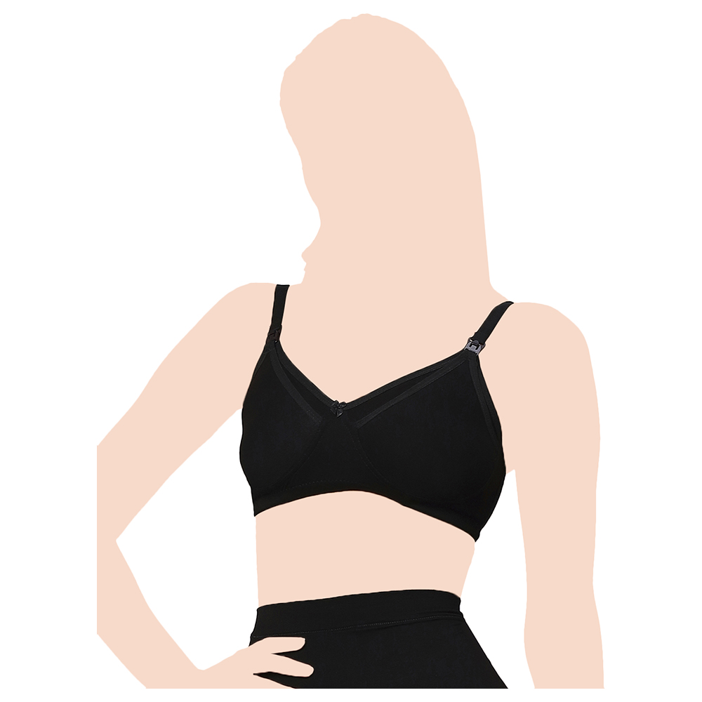 Tummy - 2pc-Set - Bamboo Cotton Maternity Nursing Bra - Grey/Black