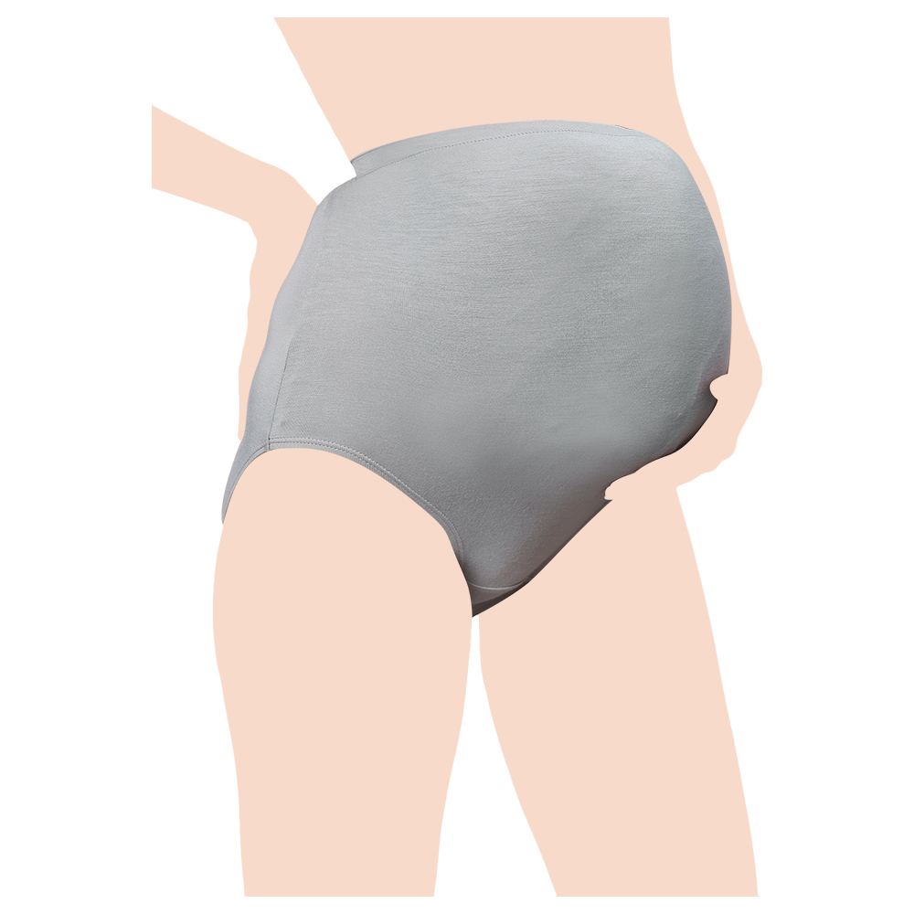 تامي - طقم مكون من قطعتين - حفاضات داخلية نسائية عالية الخصر للحوامل - أسود ورمادي