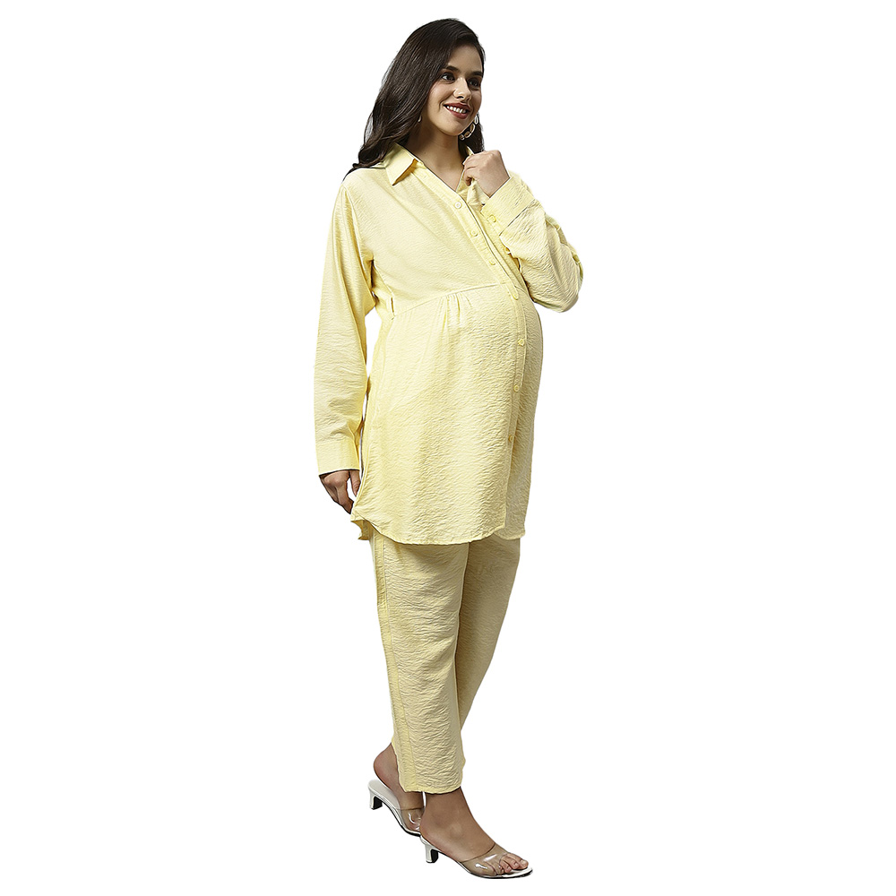 Tummy - 2pc-set - Maternity Shirt & Pants Loungewear - Yellow