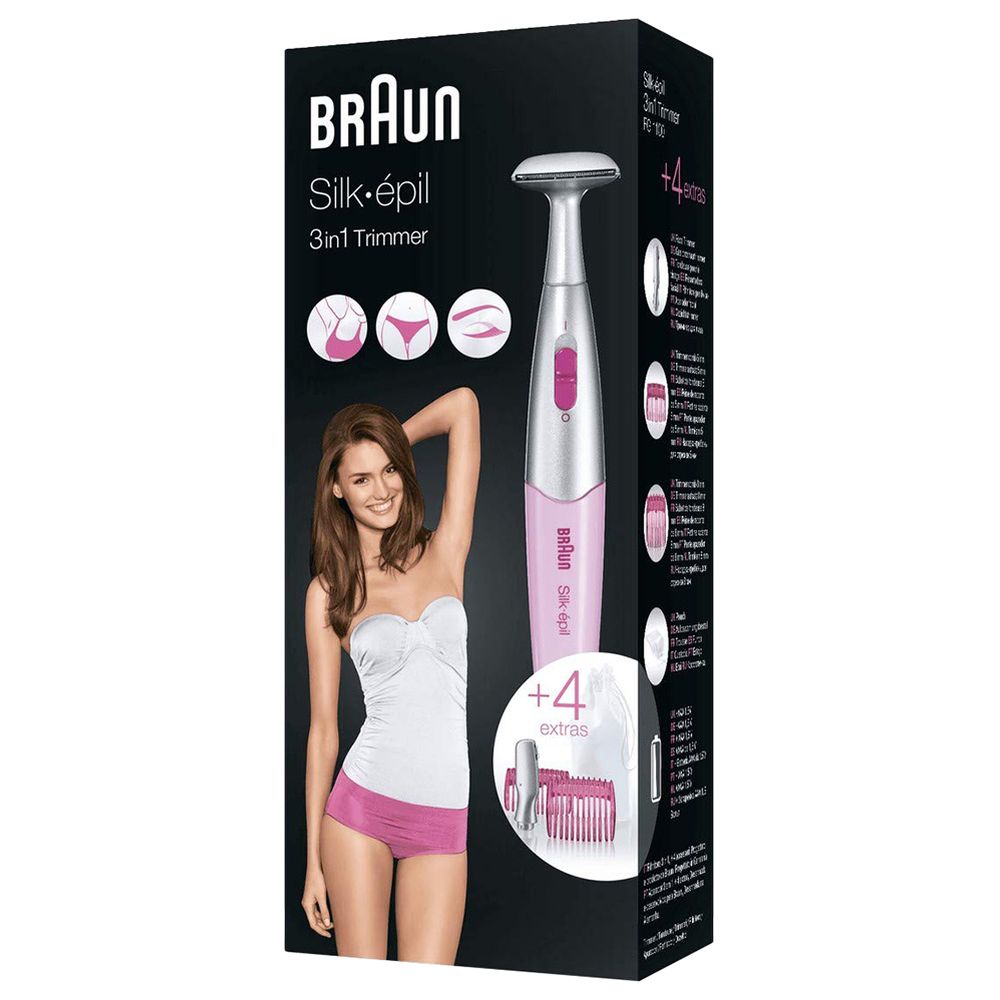 Braun Silk-Epil 3-in-1 Trimmer with 4 Extras Heads - Pink