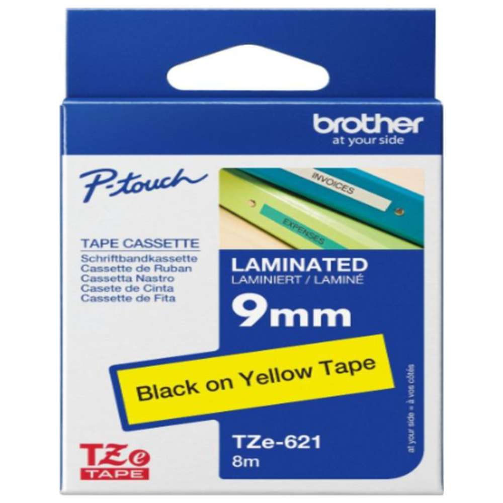 Brother - 9mm Black On Yellow Label Tape 