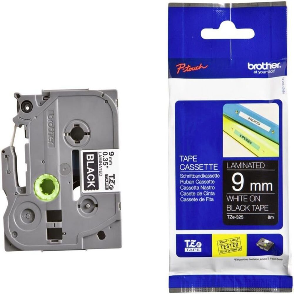 Brother - 9mm White On Black Label Tape 