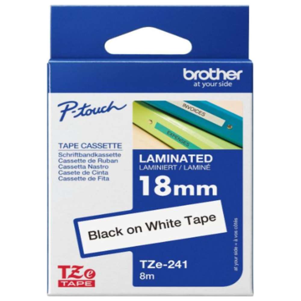 Brother - 18mm Black On White Label Tape 