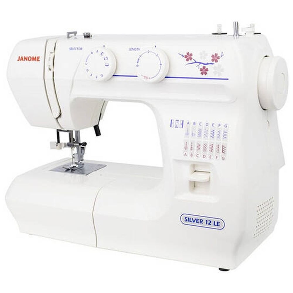 Janome Silver 12LE Sewing Machine With Hard Cover