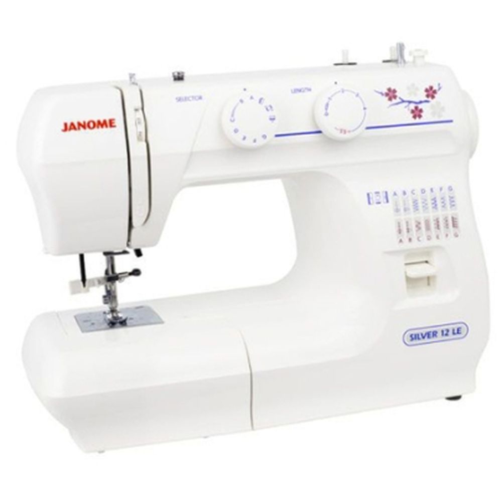 Janome Silver 12LE Sewing Machine With Hard Cover