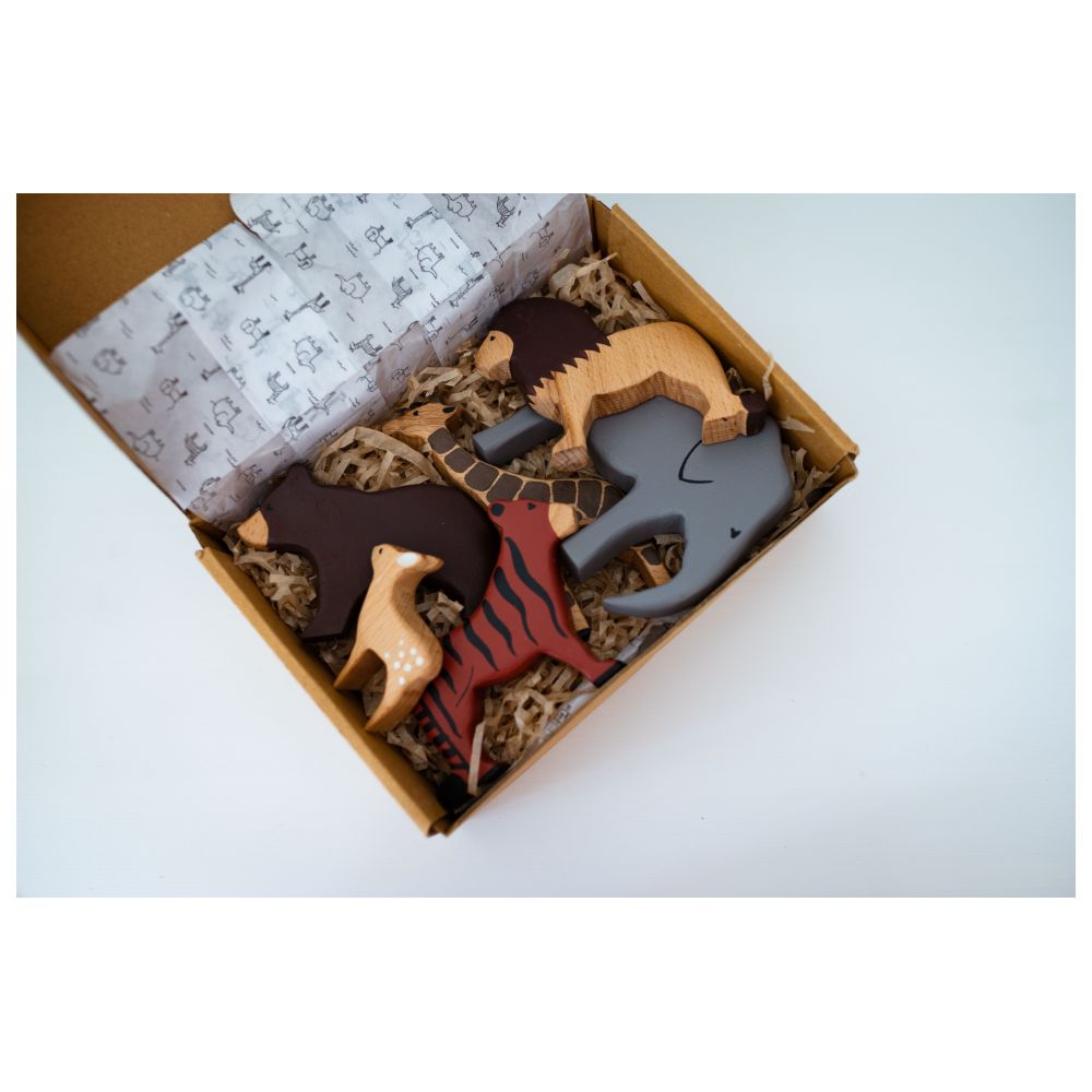 بيرتش آند باغ - مجموعة حيوانات برية خشبية  - 6 قطع