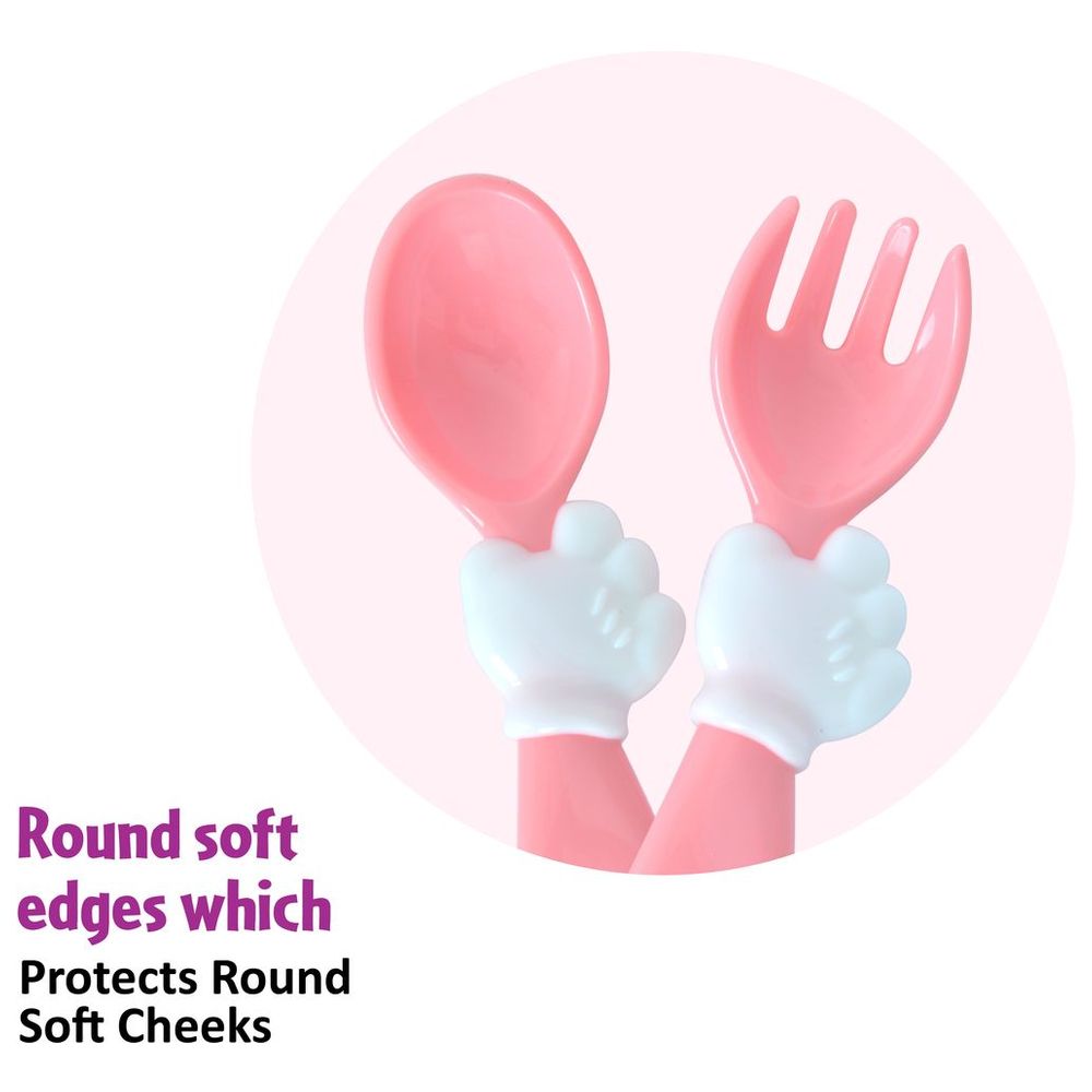 ديزني - شوكة وملعقة ميني قابلة لإعادة الاستخدام - وردي