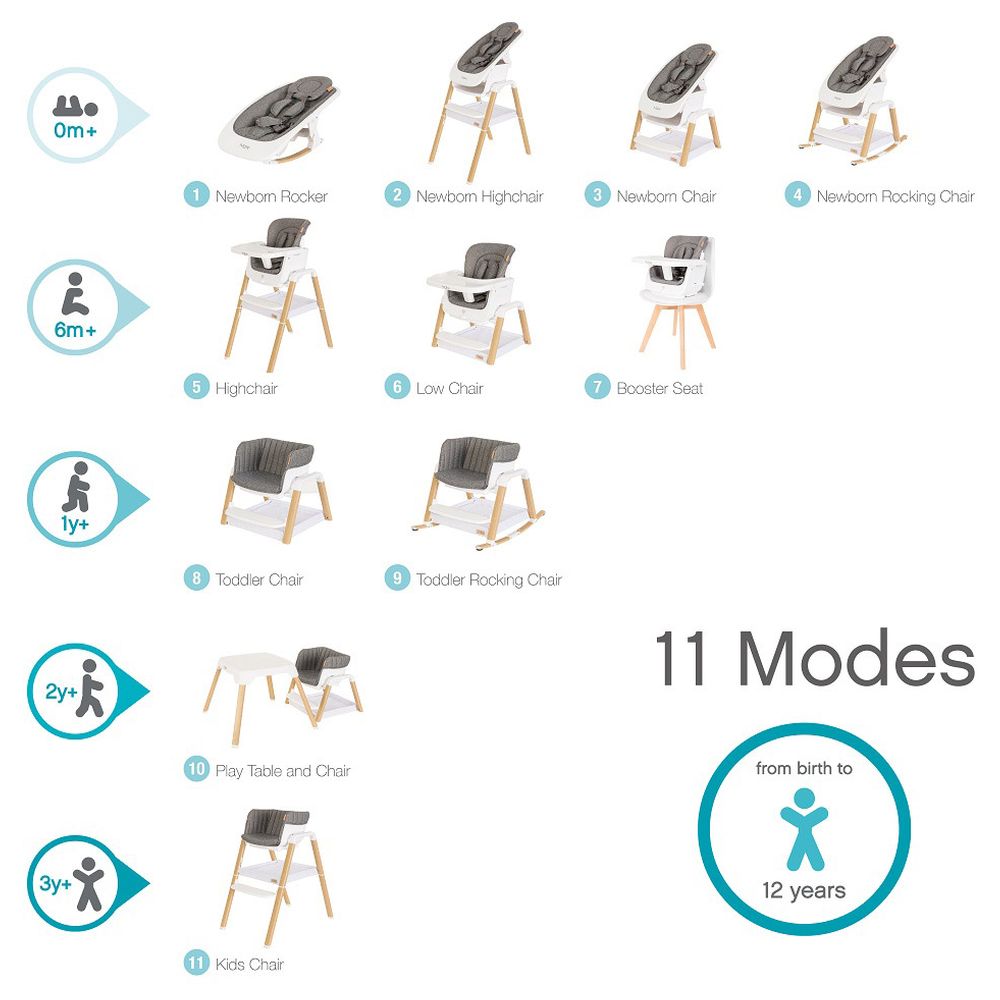 توتي بامبيني - كرسي هزاز نوفا - أبيض وخشب بلوط