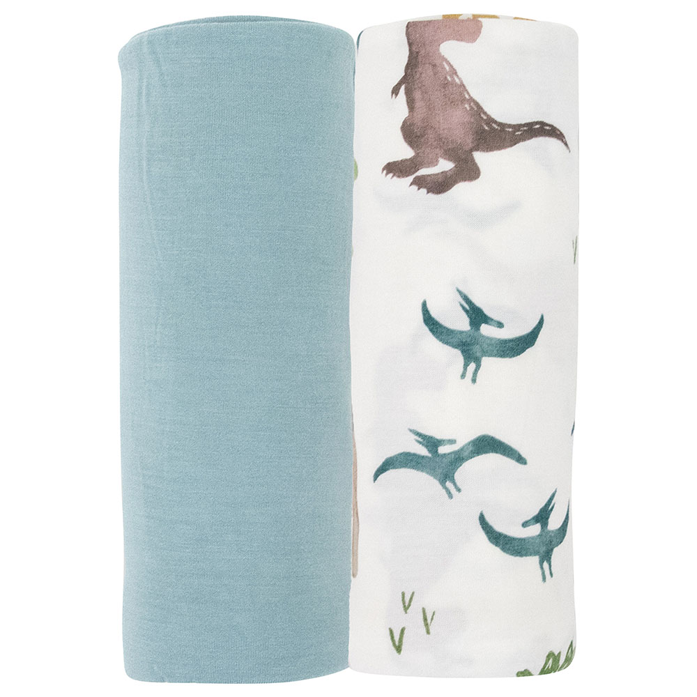 Little Unicorn - Stretch Knit Swaddle - Dino Pals - 2pcs