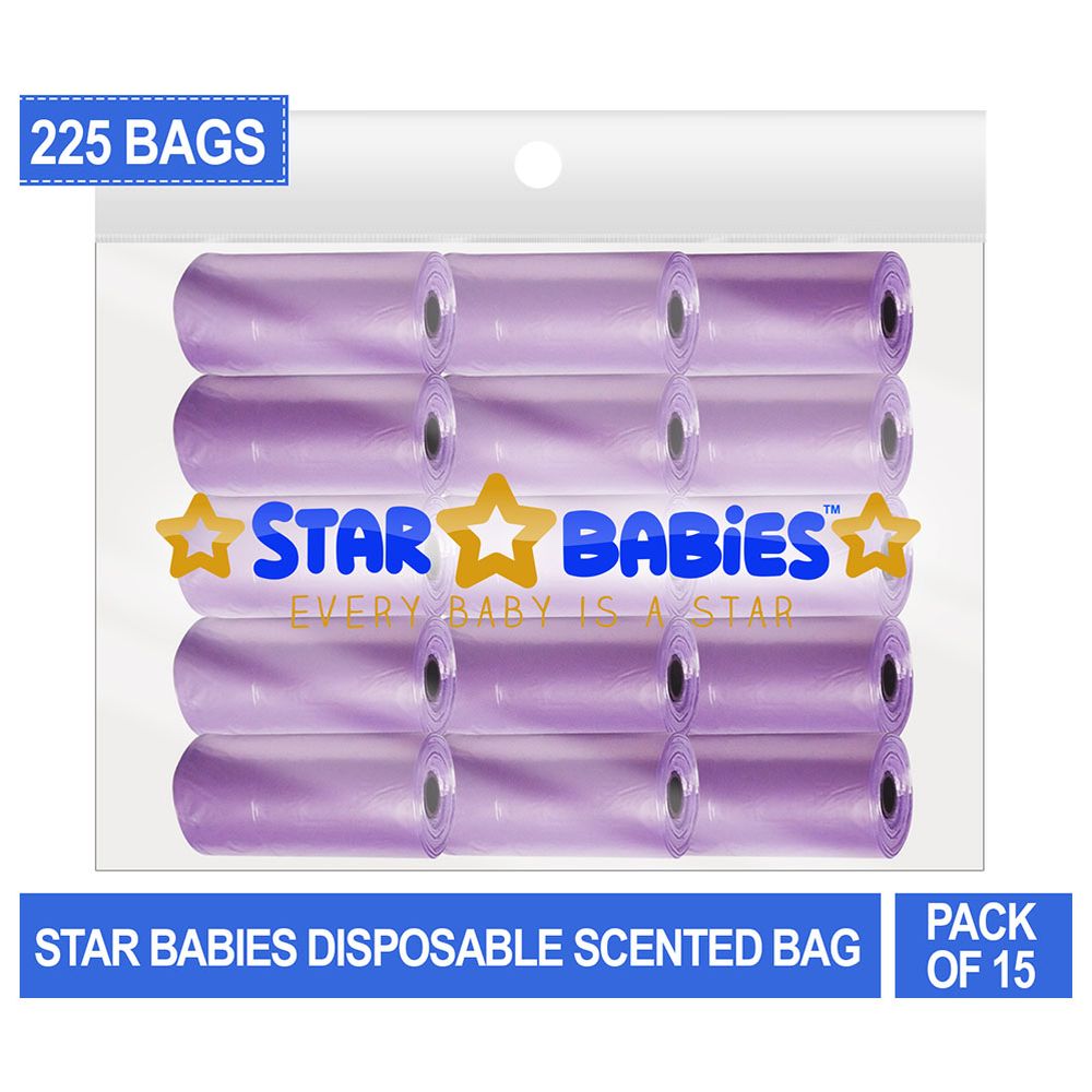 Star Babies Scented Nappy Bag Pack of 15/225 Bags - Lavender