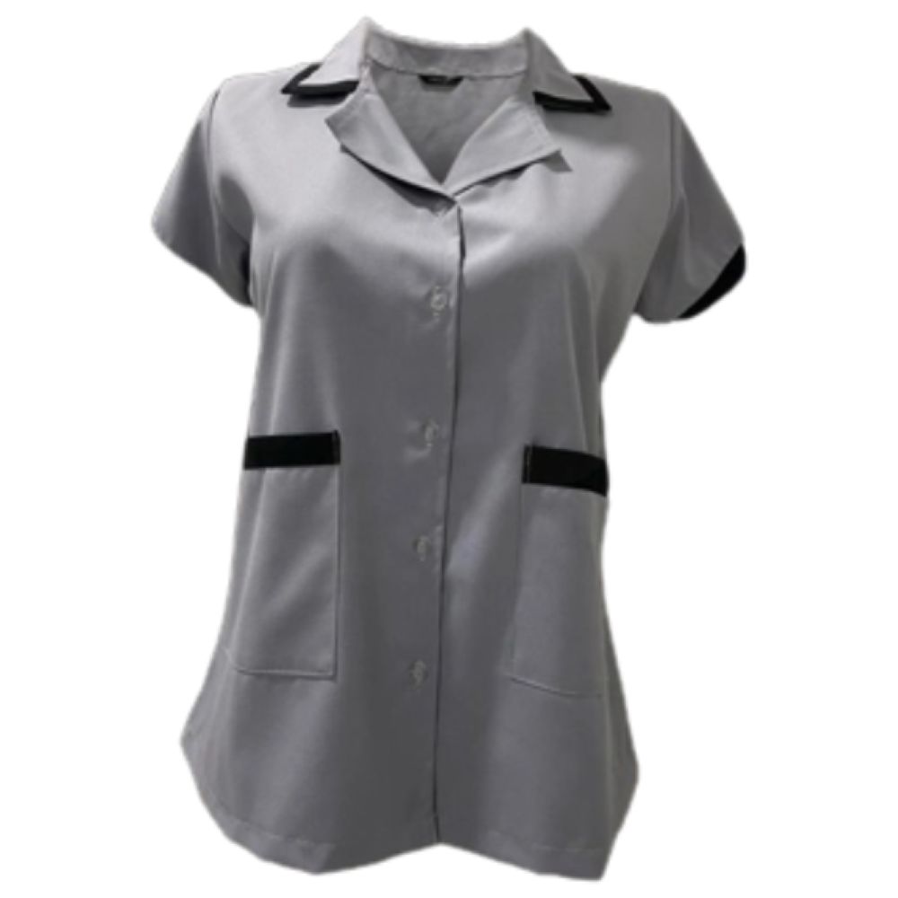 فيرونيكا - طقم قطعتين - طقم عاملة منزلية للسيدات - رمادي/أسود