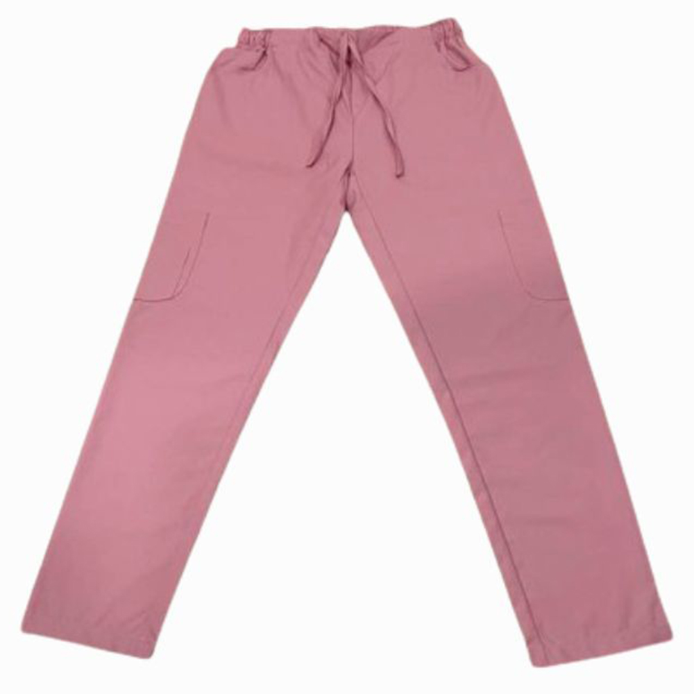 فيرونيكا - طقم قطعتين - طقم طبي بفتحة رقبة مزينة بخط - وردي