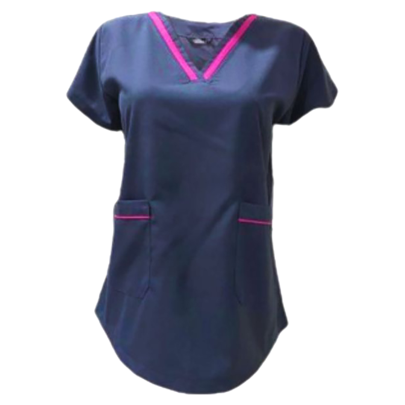 Veronica - 2pc-Set - V-Neck Scrub Uniform With 2 Pockets - Dark Grey