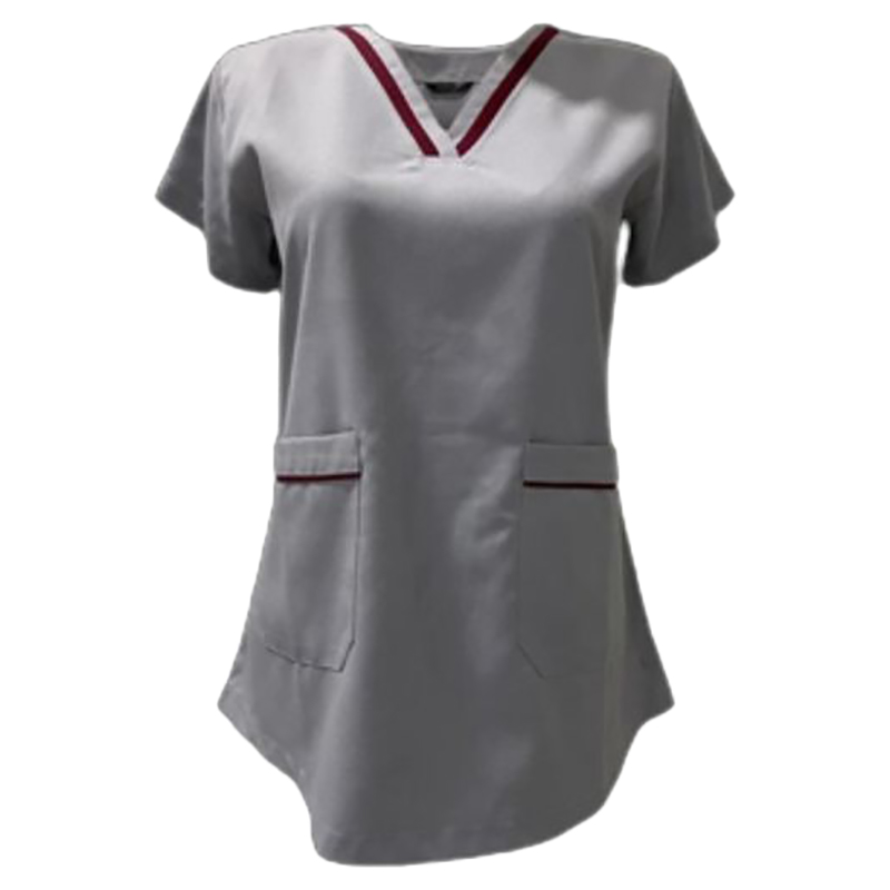 Veronica - 2pc-Set - V-Neck Scrub Uniform With 2 Pockets - Light Grey