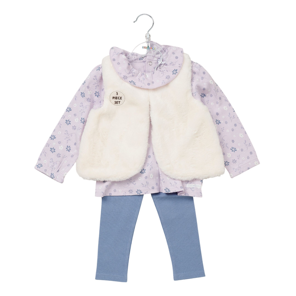 Lily & Jack - 3pc-Set - Girl's Top With Pants & Waist Coat - Blue/White