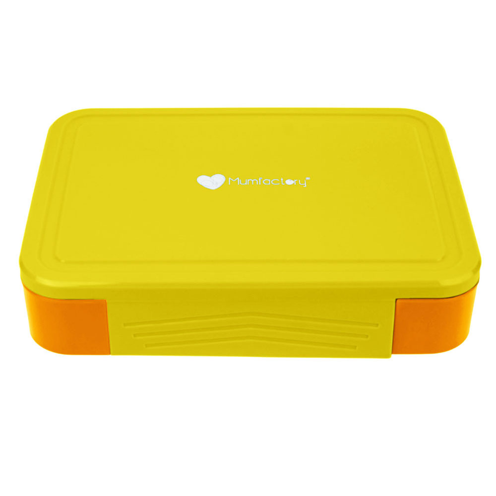 Mumfactory - 5 Compartment Lunch Box With Fork And Spoon - YelloWithOrange