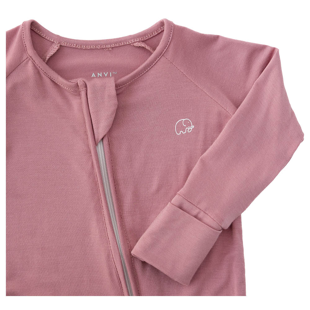 Anvi Baby - Organic Solid Zipper Sleepsuit - Purple