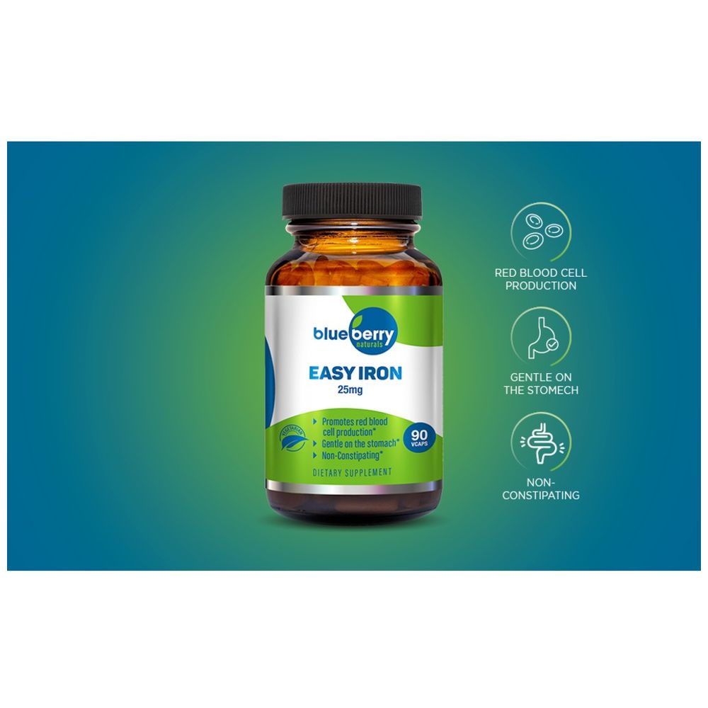 Blueberry Naturals Easy Iron 25mg Vegetarian Capsules 90 s