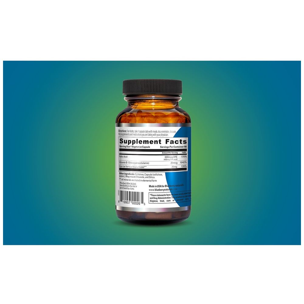 Blueberry Naturals Easy Iron 25mg Vegetarian Capsules 90 s