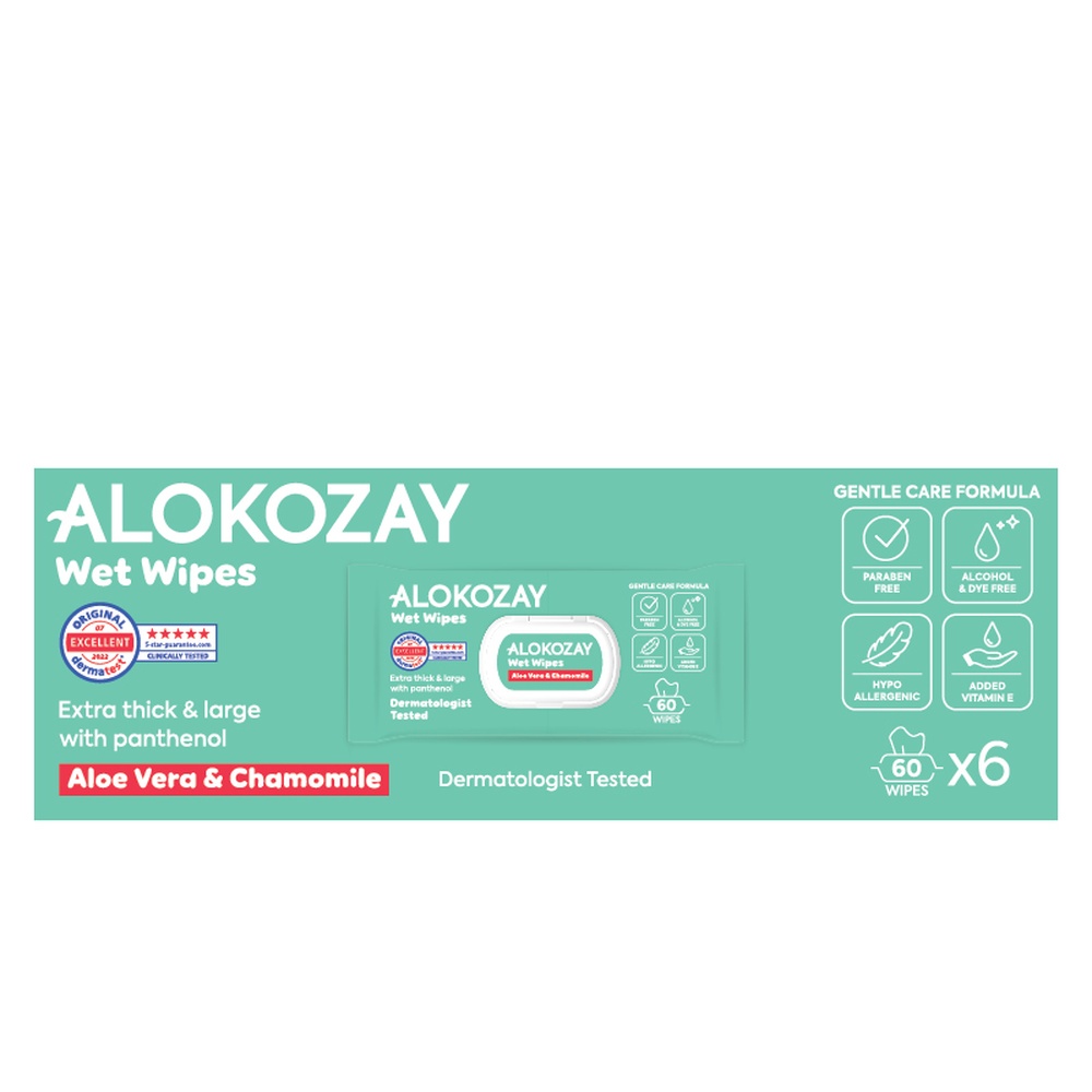 Alokozay Baby Wipes - Aloe Vera & Camomile - 60s x 6 Packs - 360S
