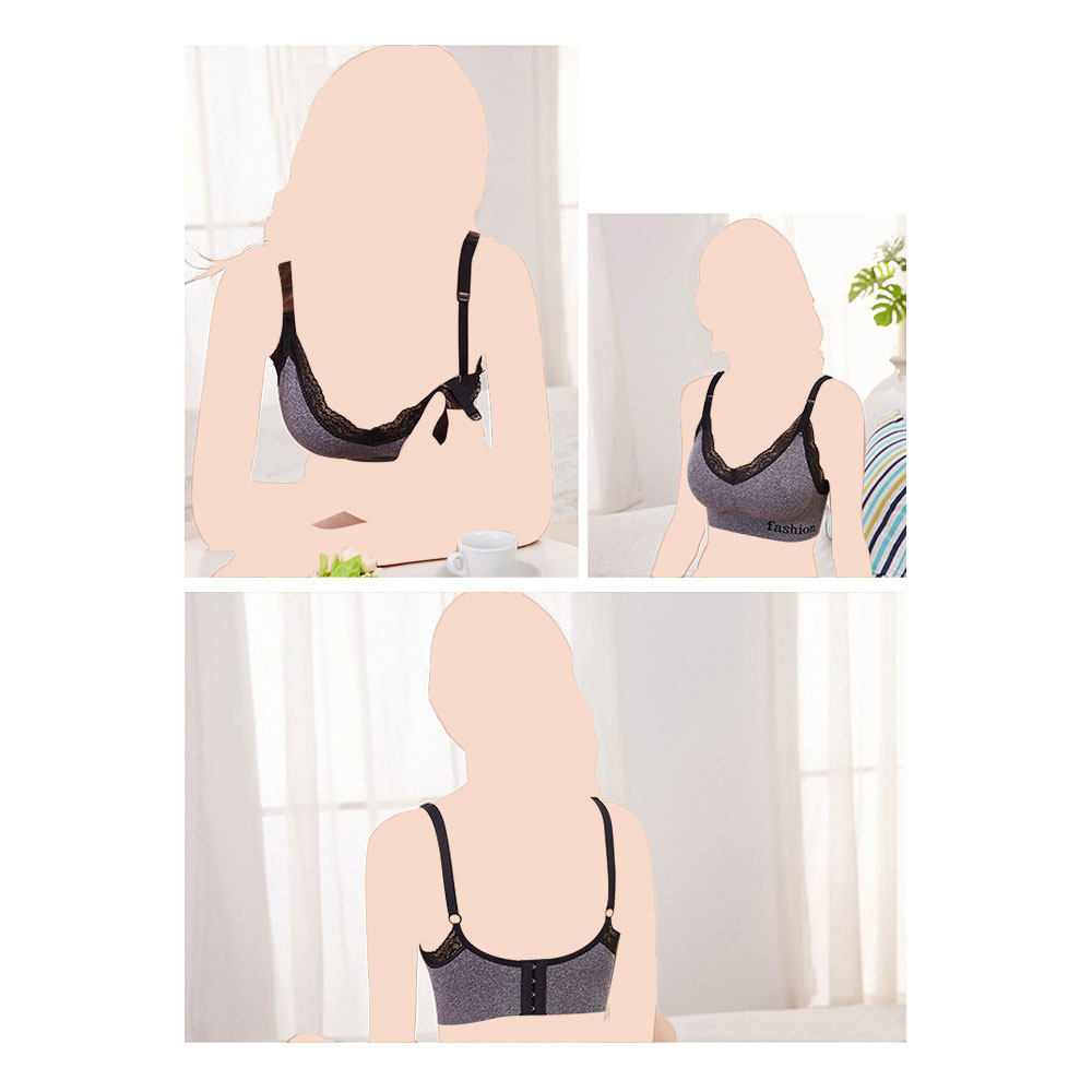 Blooming Blossom - Nursing Lace Bra - Black