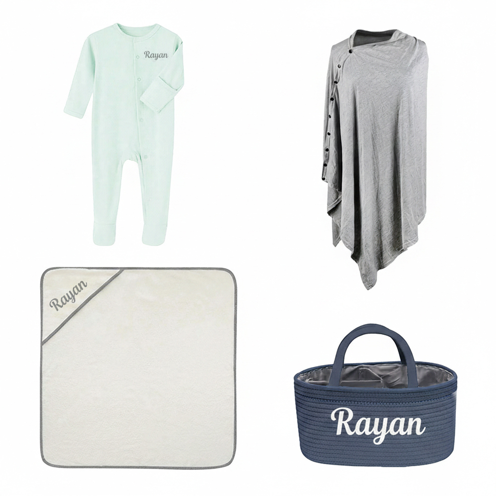 Feeding & Bath Support Personalized Gift Set - 3-6M - 4 Pc Set