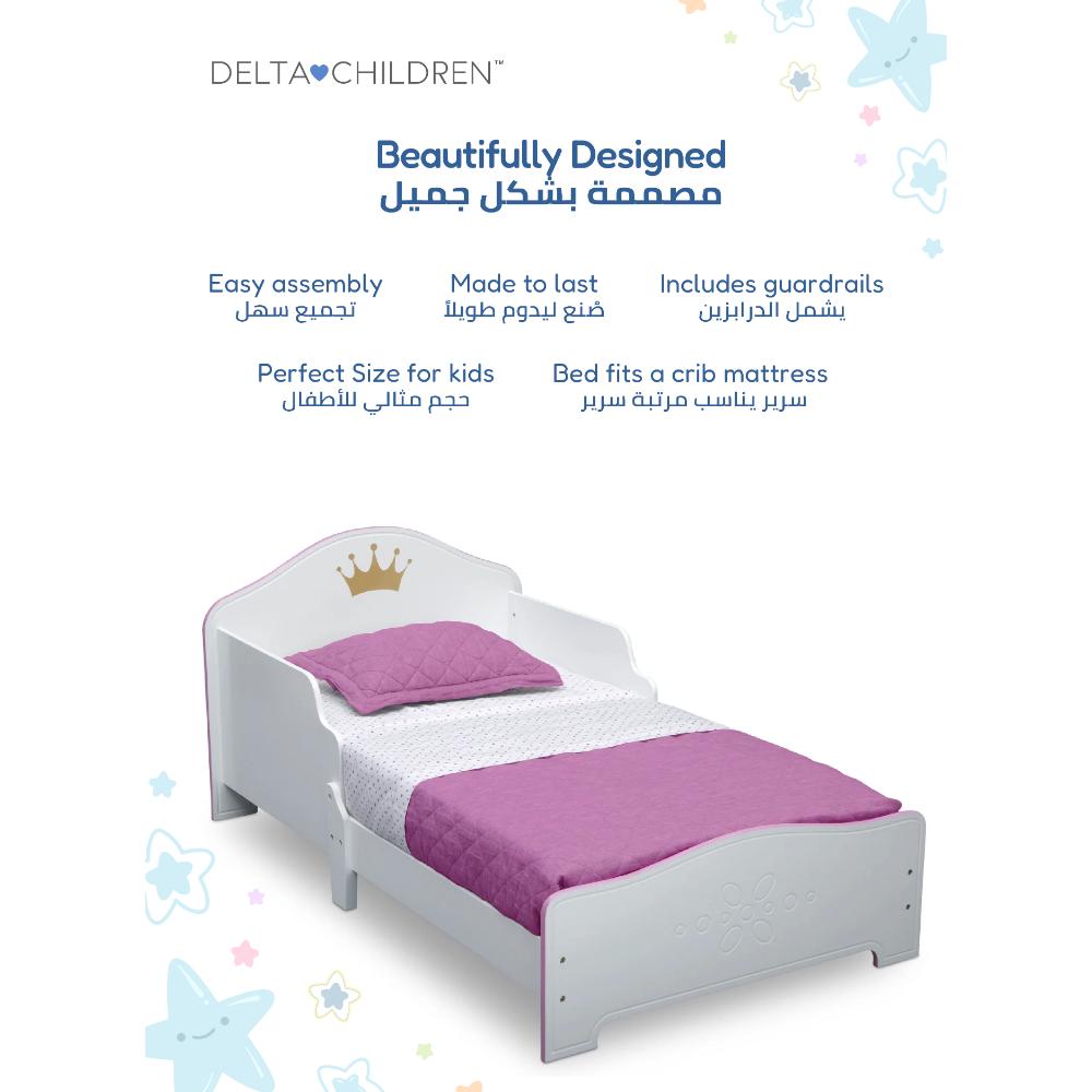 Delta Children - Princess Crown Toddler Bed - Pink & White Wooden Frame