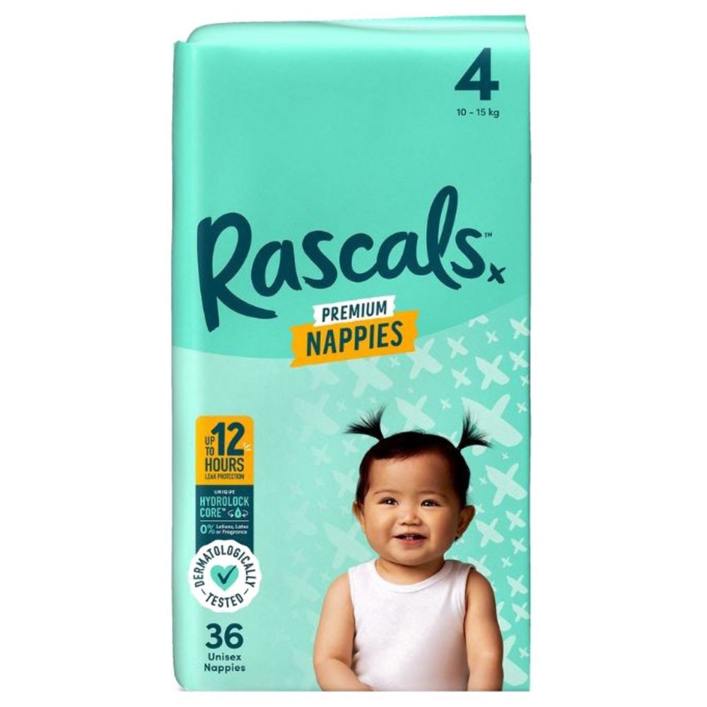 Rascal + Friends - Premium Baby Diapers - 10-15 Kg - Size 4 - 36 Count
