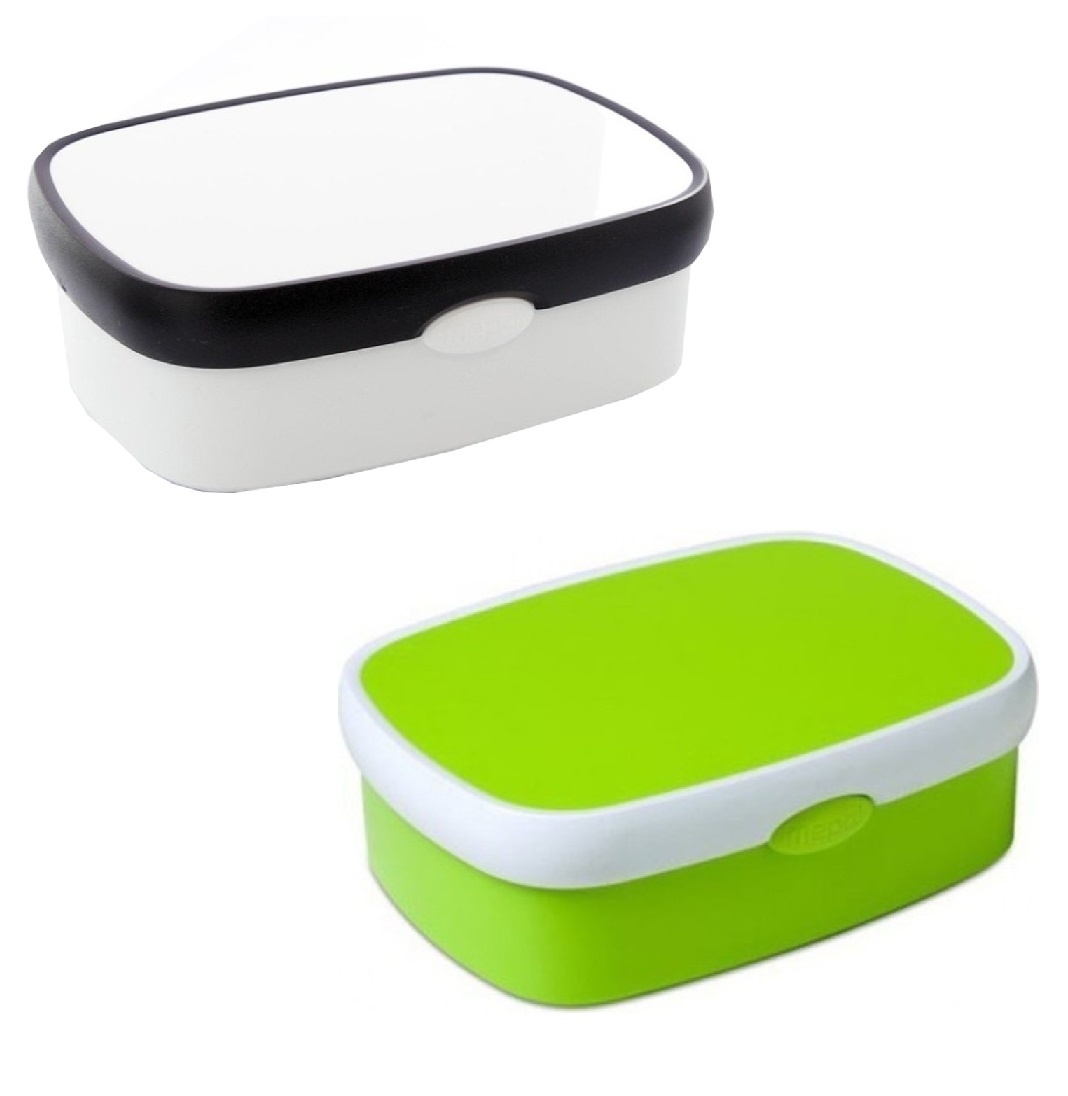 Mepal -  2 Compartments Campus Lunchbox Midi Bundle - White + Lime