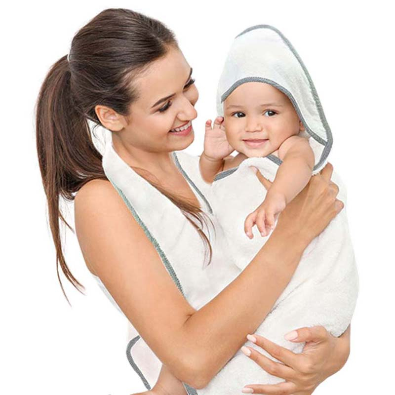 تايني توز - منشفة أطفال بغطاء رأس بدون استخدام اليدين - رمادي
