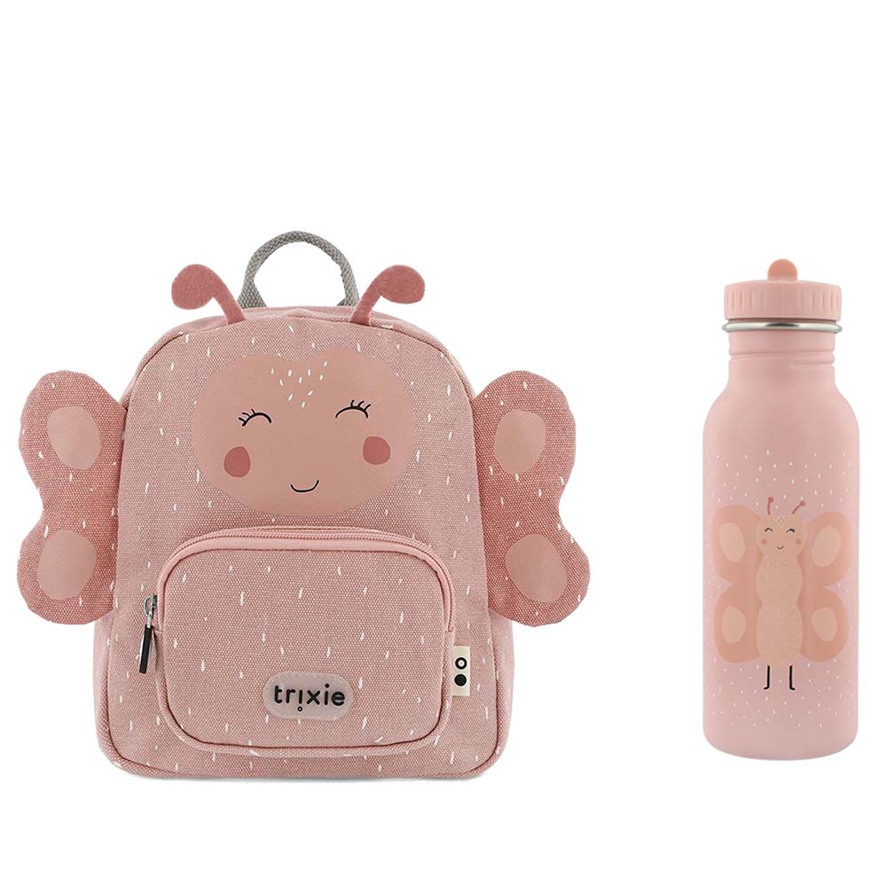 Trixie -  Mrs. Butterfly 12-Inch Backpack With Stainless Steel Water Bottle - 500 ml
