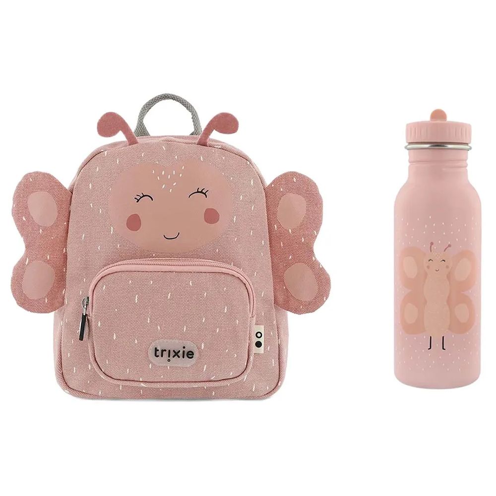 Trixie -  Mrs. Butterfly 12-Inch Backpack With Stainless Steel Water Bottle - 500 ml
