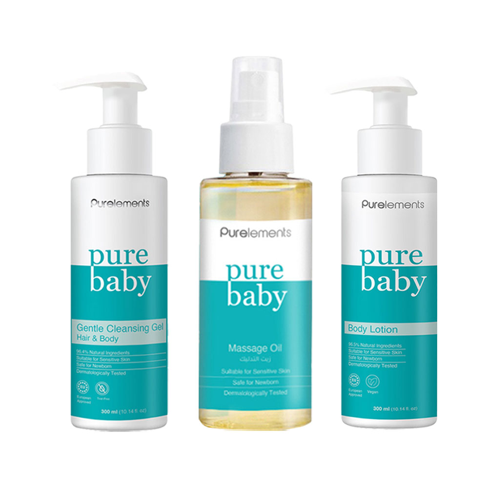 بيور إليمنتس - مجموعة مستلزمات الاستحمام من بيور بيبي - 3 قطع