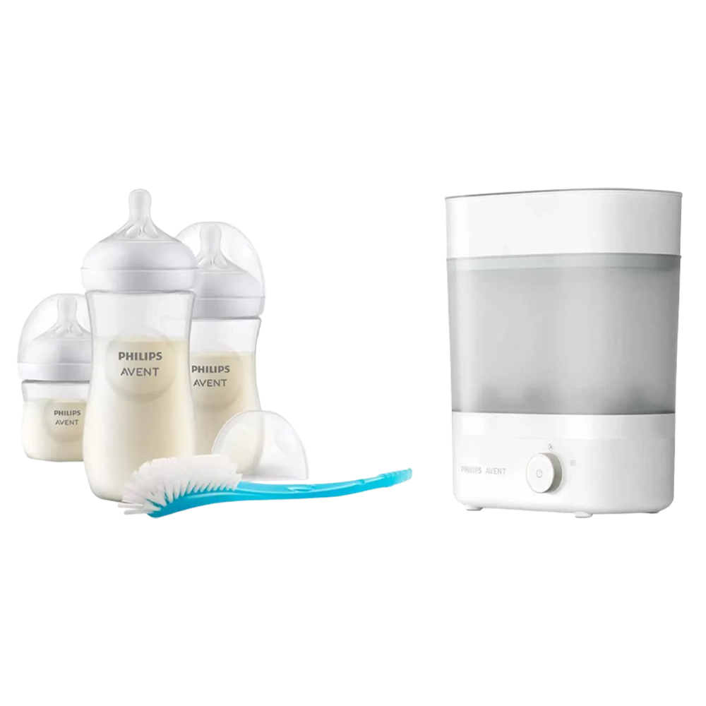 فيليبس أفينت - جهاز تعقيم بخاري فاخر مع مجفف ومجموعة رضّاعات رضاعة طبيعية للأطفال