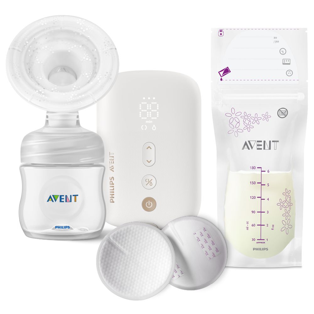Philips Avent - Single Electric Cordless Breast Pump With Breast Pads - 24 Pcs And Milk Storage Bags - 25 Pcs