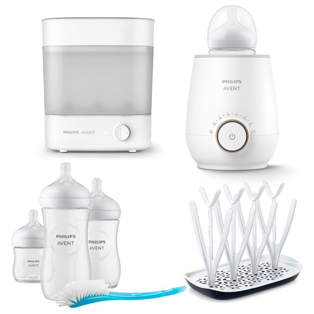 فيليبس أفينت - طقم رضّاعات 4 قطع مع معقم بخار وسخان رضاعات ورف تجفيف