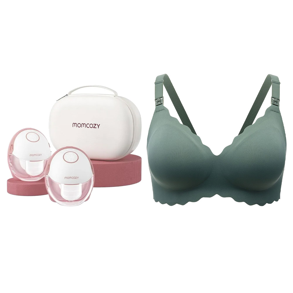 مام كوزي - شفاط حليب مزدوج إم 6 مع حمالة رضاعة مام كوزي مجانية - أخضر