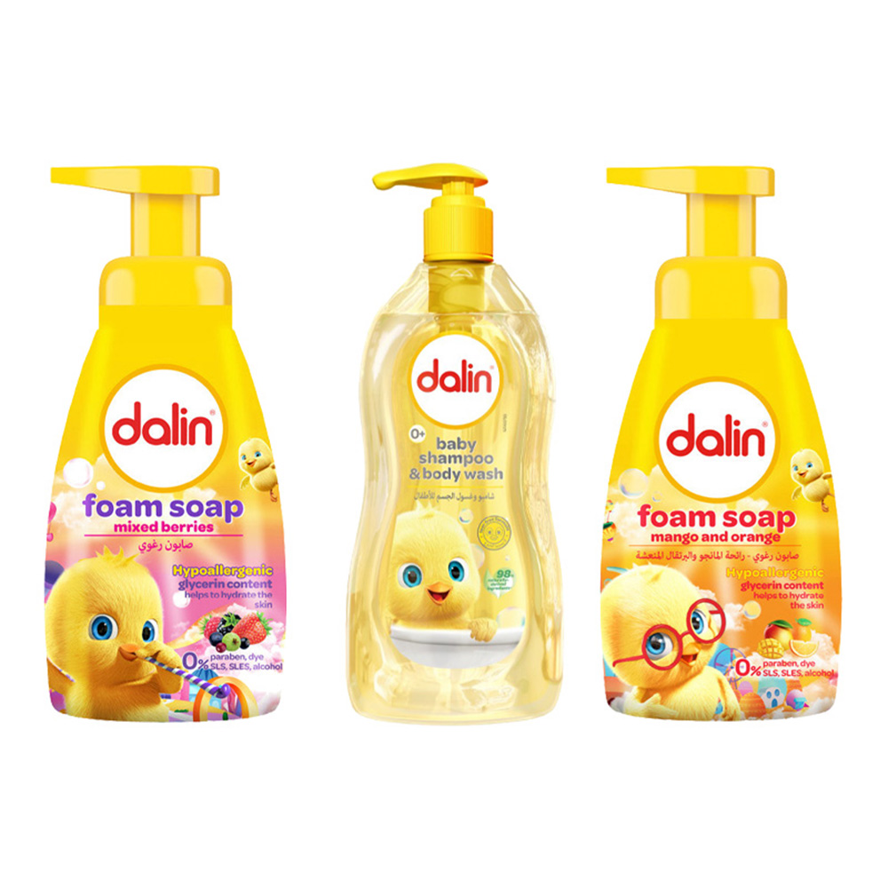 دالين - مجموعة حصرية للاستحمام والرغوة - طقم من 3 قطع