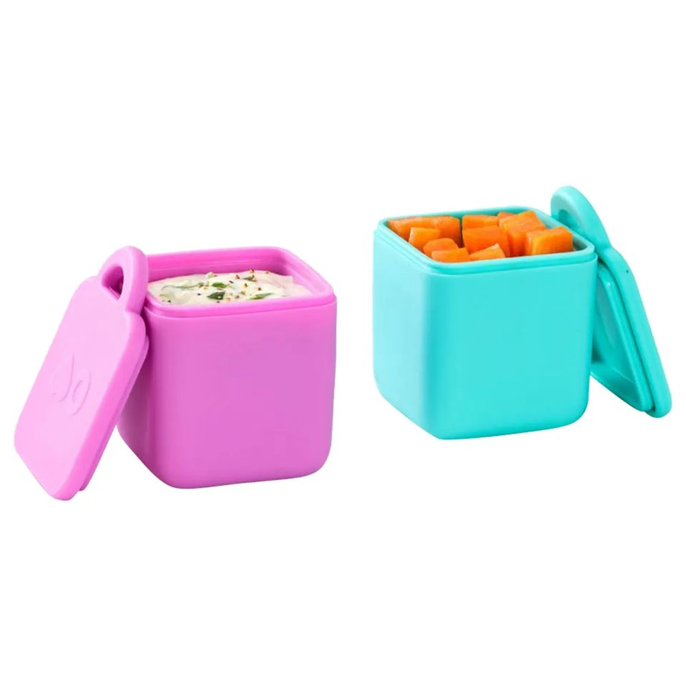 Omiebox - Utensil + Holder Set - 3 Pcs And OmieDip Box Set - 2 Pcs - Pink