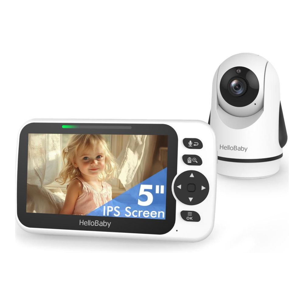 هالو بيبي - جهاز مراقبة الأطفال بشاشة ملونة 5.0 إنش مع حامل تثبيت لوحدة الطفل