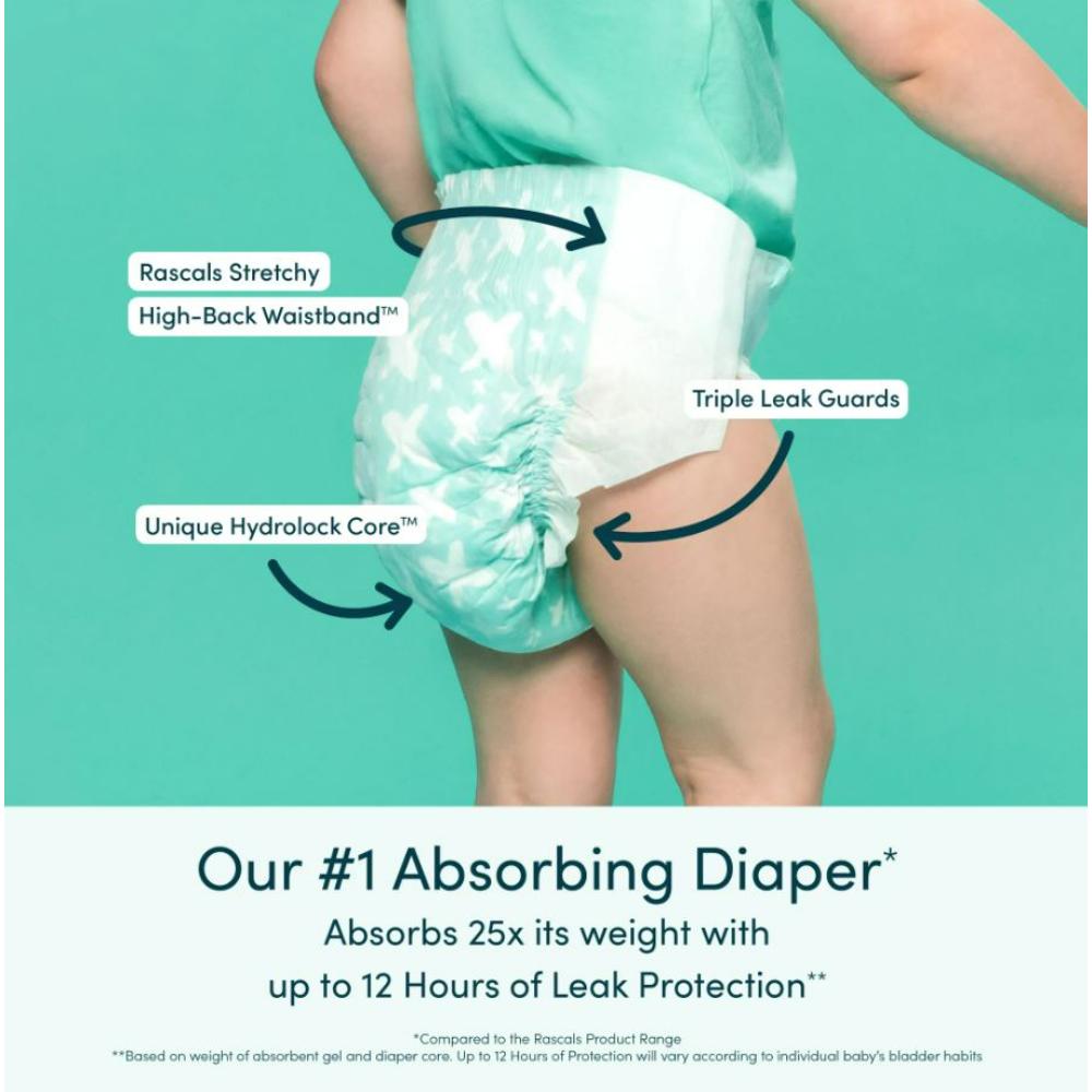 Rascal + Friends - Premium Baby Diapers - 6-11 Kg - Size 3 - 132 Diapers