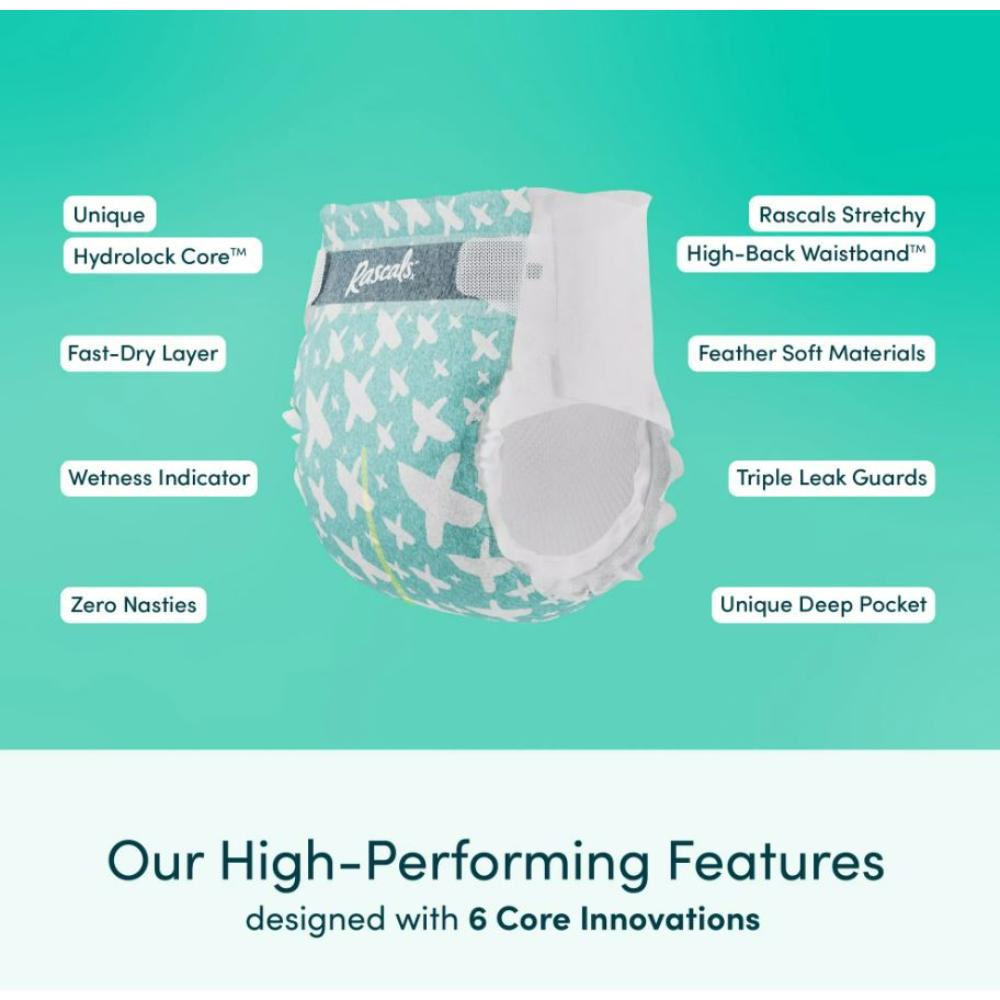 Rascal + Friends - Premium Baby Diapers - 6-11 Kg - Size 3 - 132 Diapers