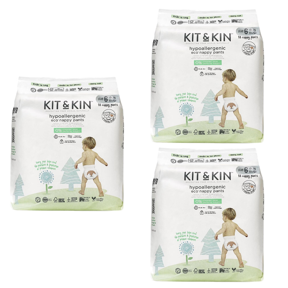 Kit & Kin - Eco Pull Up Diaper - Size 6 - XL - 15+kg - Pack of 3 - 54 Diapers