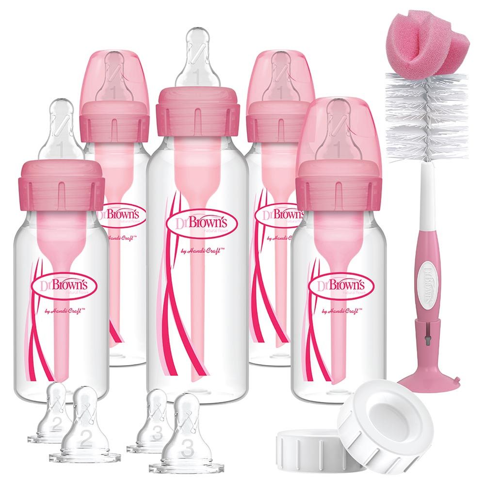 Dr. Brown's - Electric Sterilizer Dryer with HEPA Air Filter & PP Narrow Anti-Colic Baby Bottle - Pink