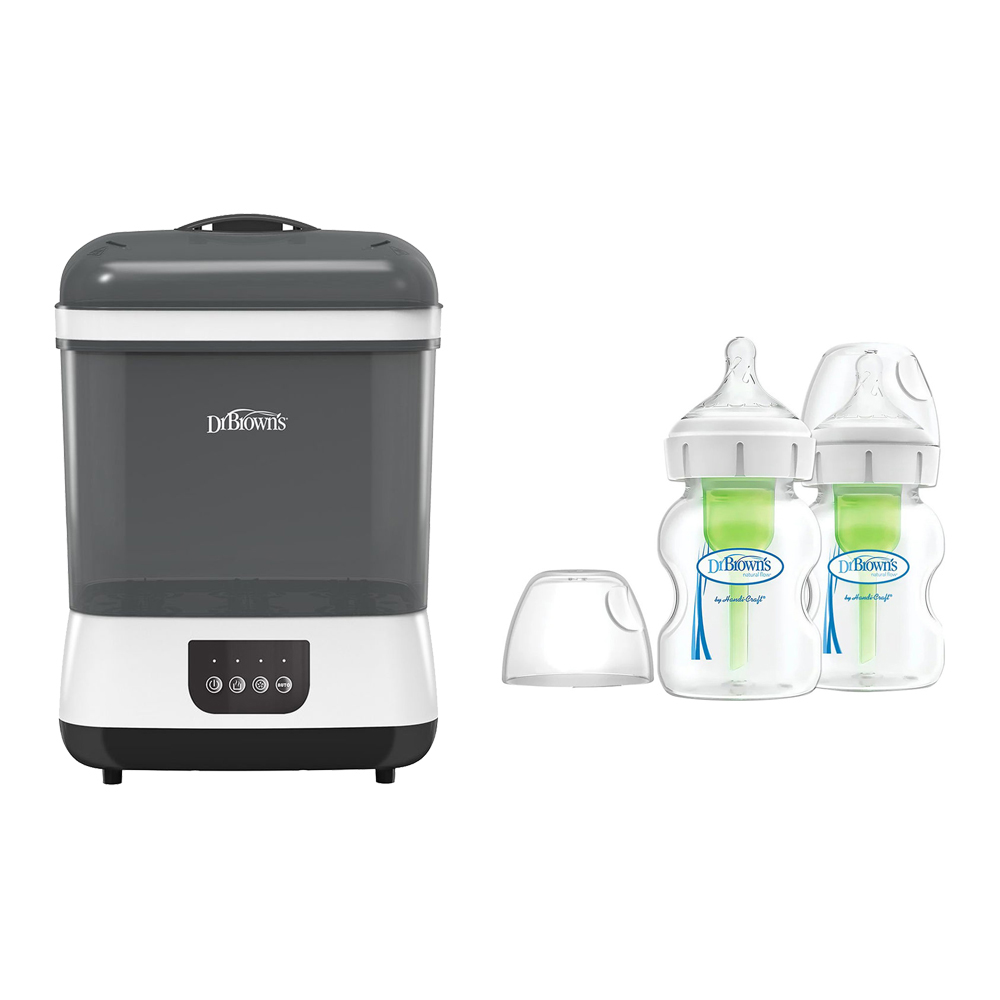 Dr. Brown's - Electric Sterilizer Dryer with HEPA Air Filter & Wide-Neck Options+ Bottle - Pack of 2 - 150ml