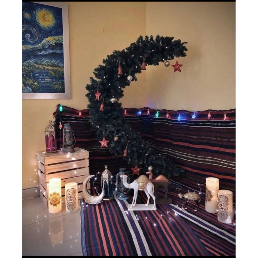 Ramadan Crescent - Prelit 180cm/6ft - Green