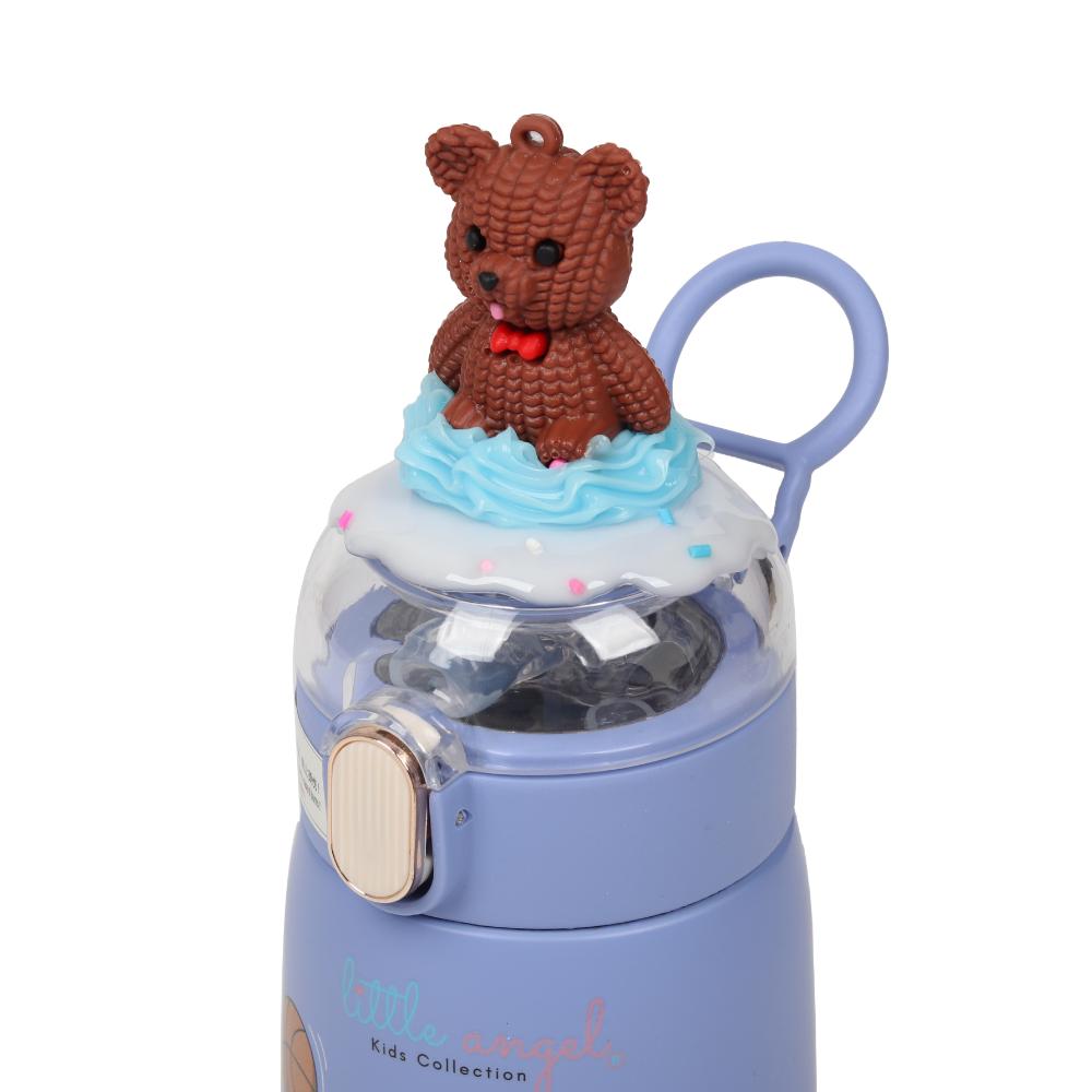 Little Angel - Stainless Steel Kids Water Bottle with Flip Straw 400ml - Blue
